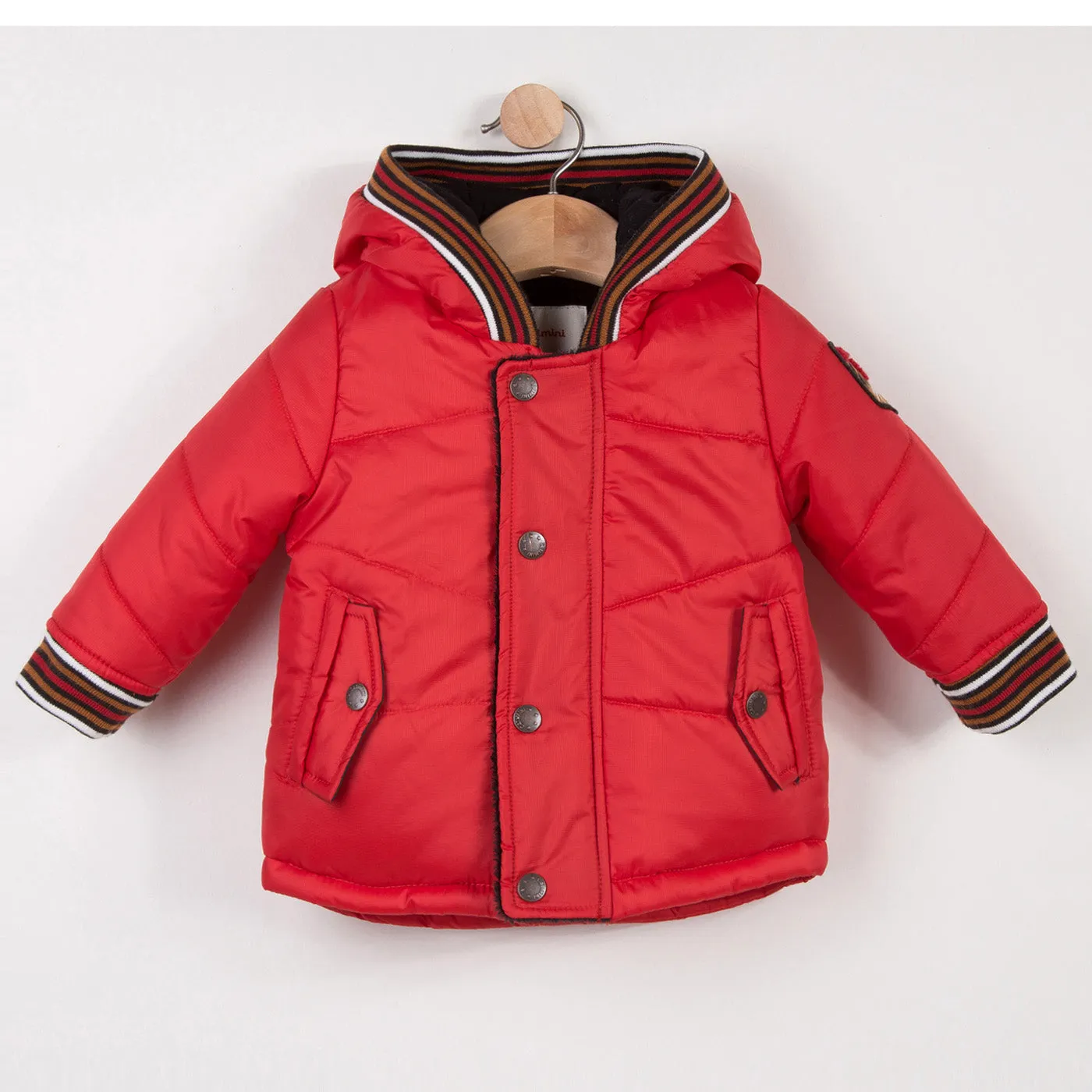 Baby Boys Red Coated Hooded Parka