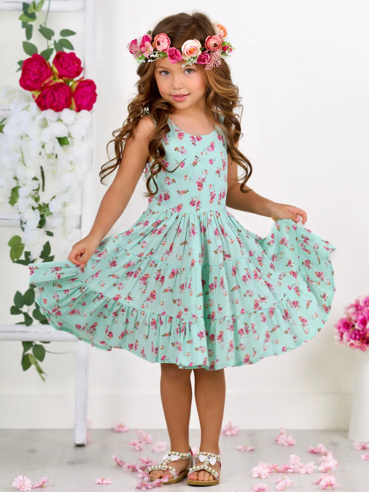 Boho Mint Floral Casual Spring Dress