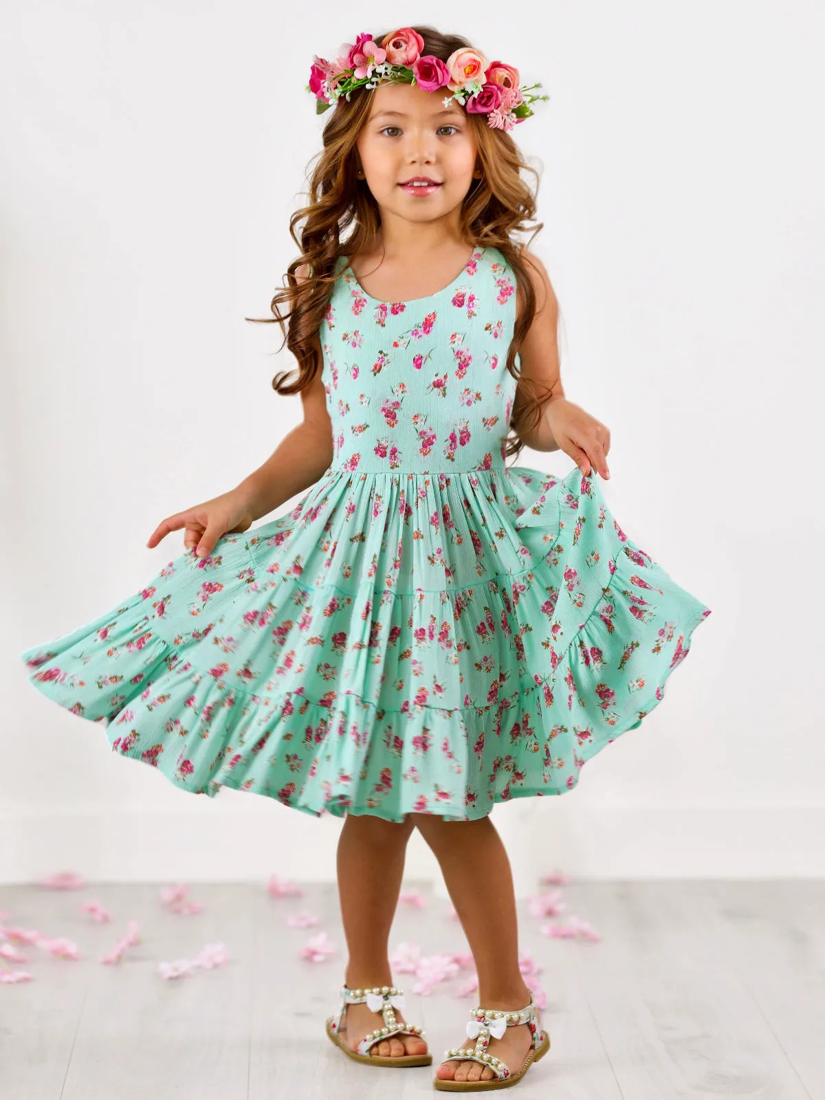 Boho Mint Floral Casual Spring Dress