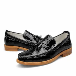 Crocodile Pattern Genuine Leather Moccasins In 2 Colors!