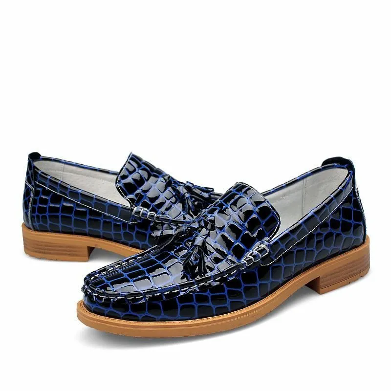Crocodile Pattern Genuine Leather Moccasins In 2 Colors!
