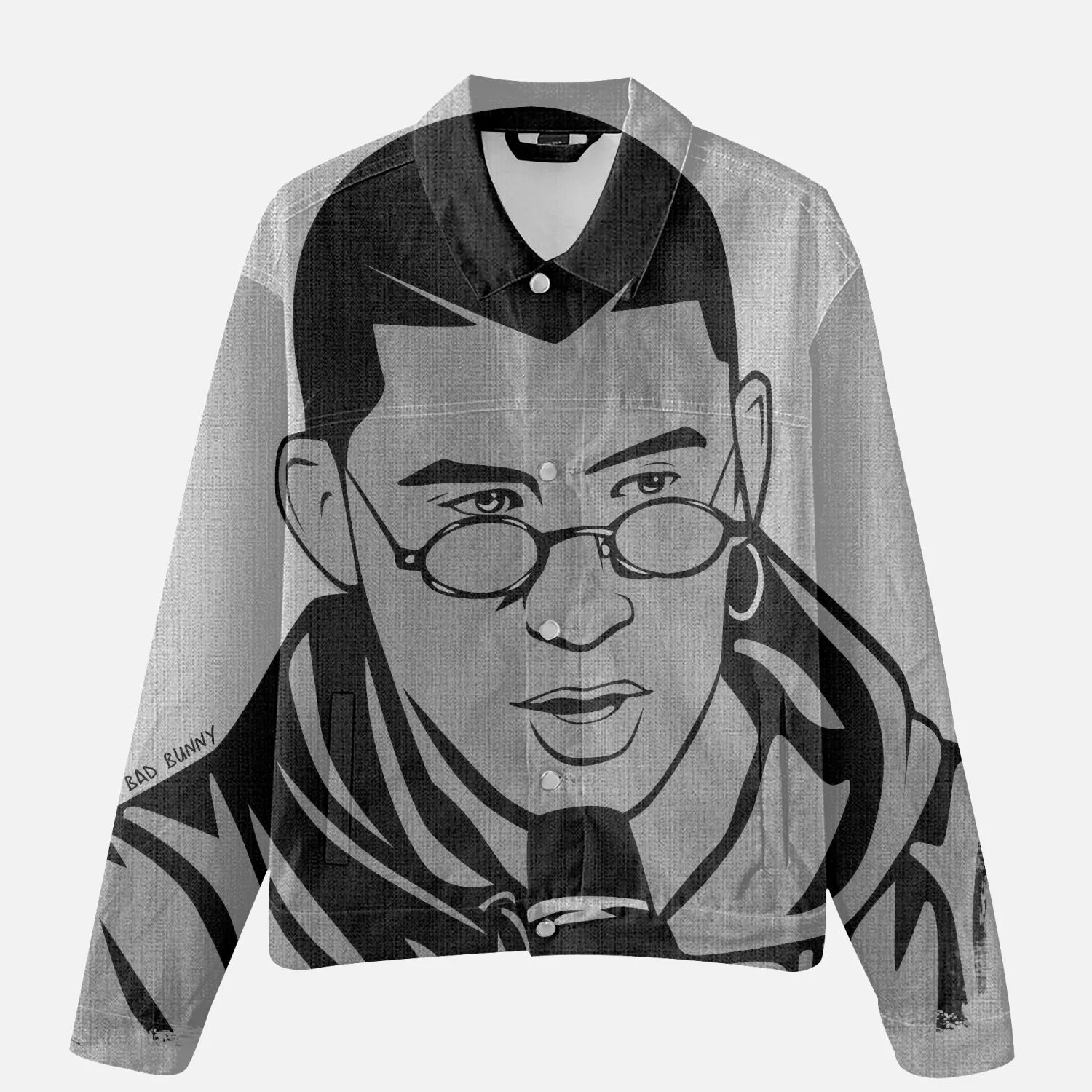 Denim Jackets featuring Bad Bunny w/ P.R. flag on reverse side
