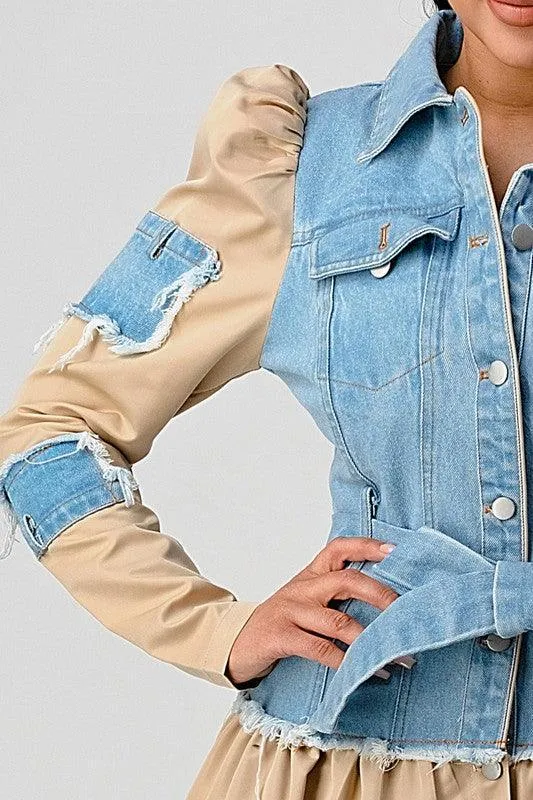 DENIUM CONTAST TRENCH COAT/JACKET