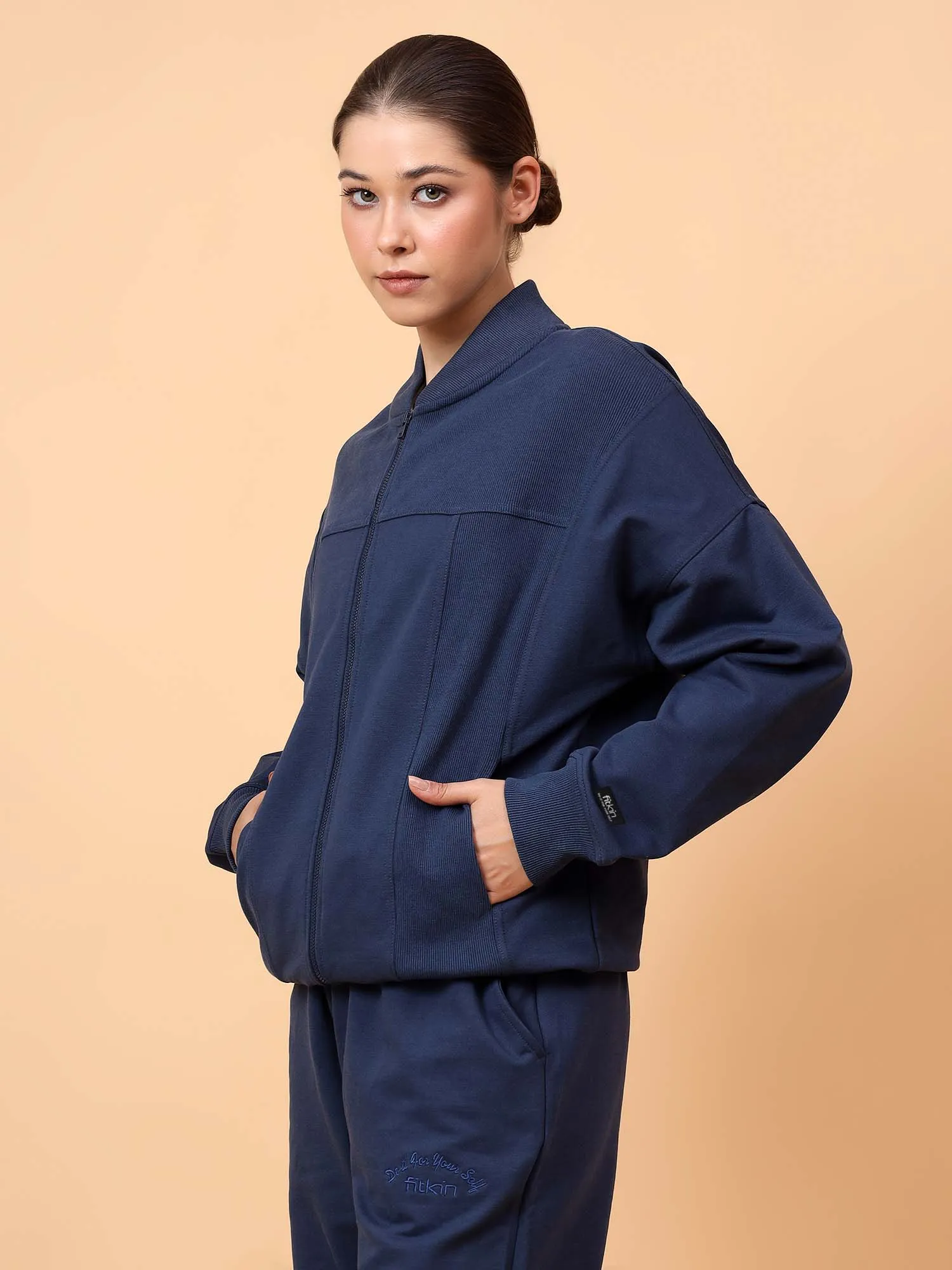Fitkin Women Blue ActiveHeat Bomber Jacket