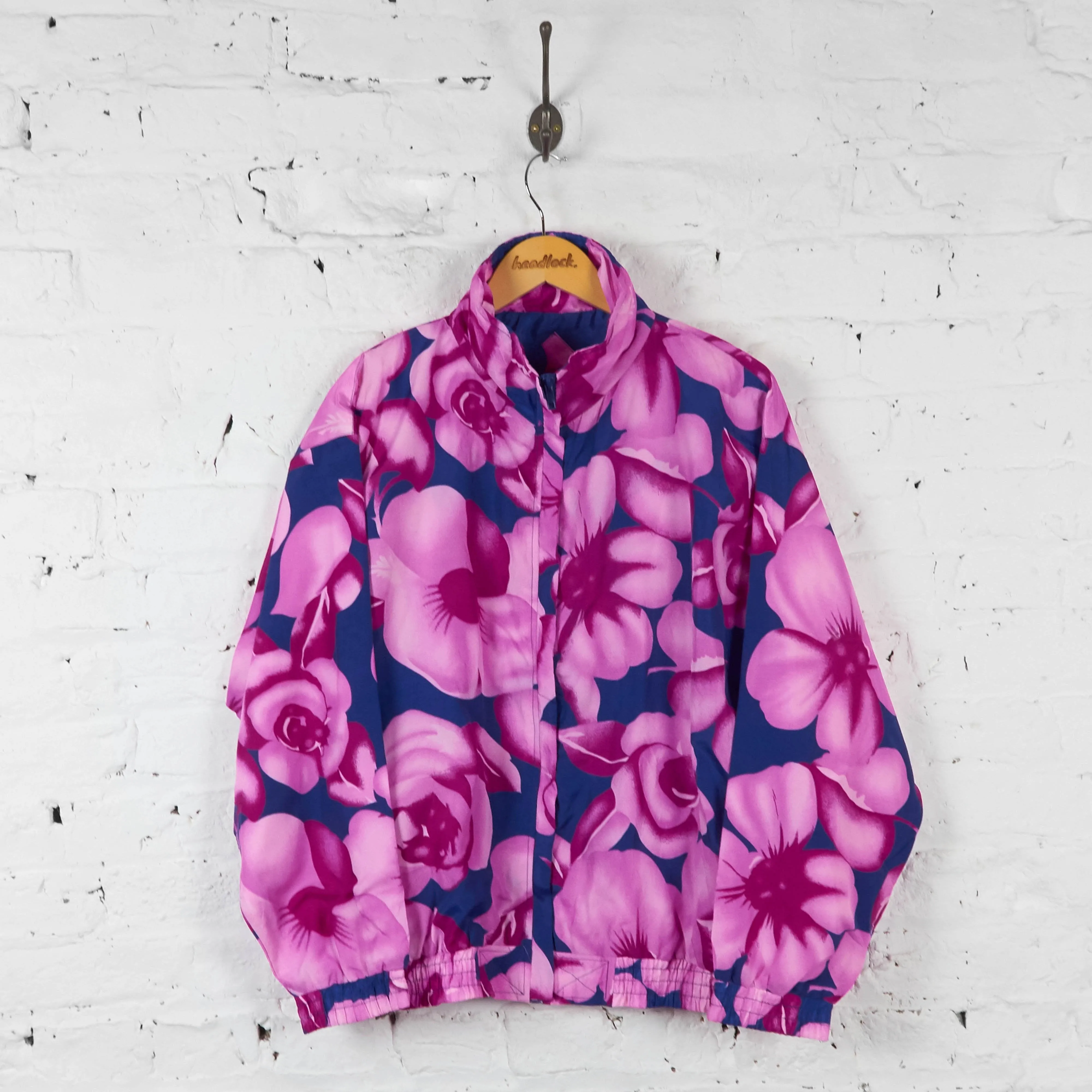 Floral Patterned Bomber Jacket - Purple - L