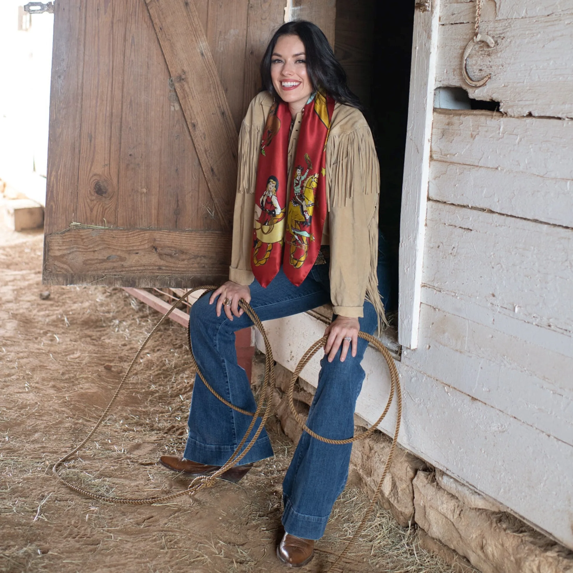 Fringe Scarves Red Always Saddle Your Own Horse Scarf