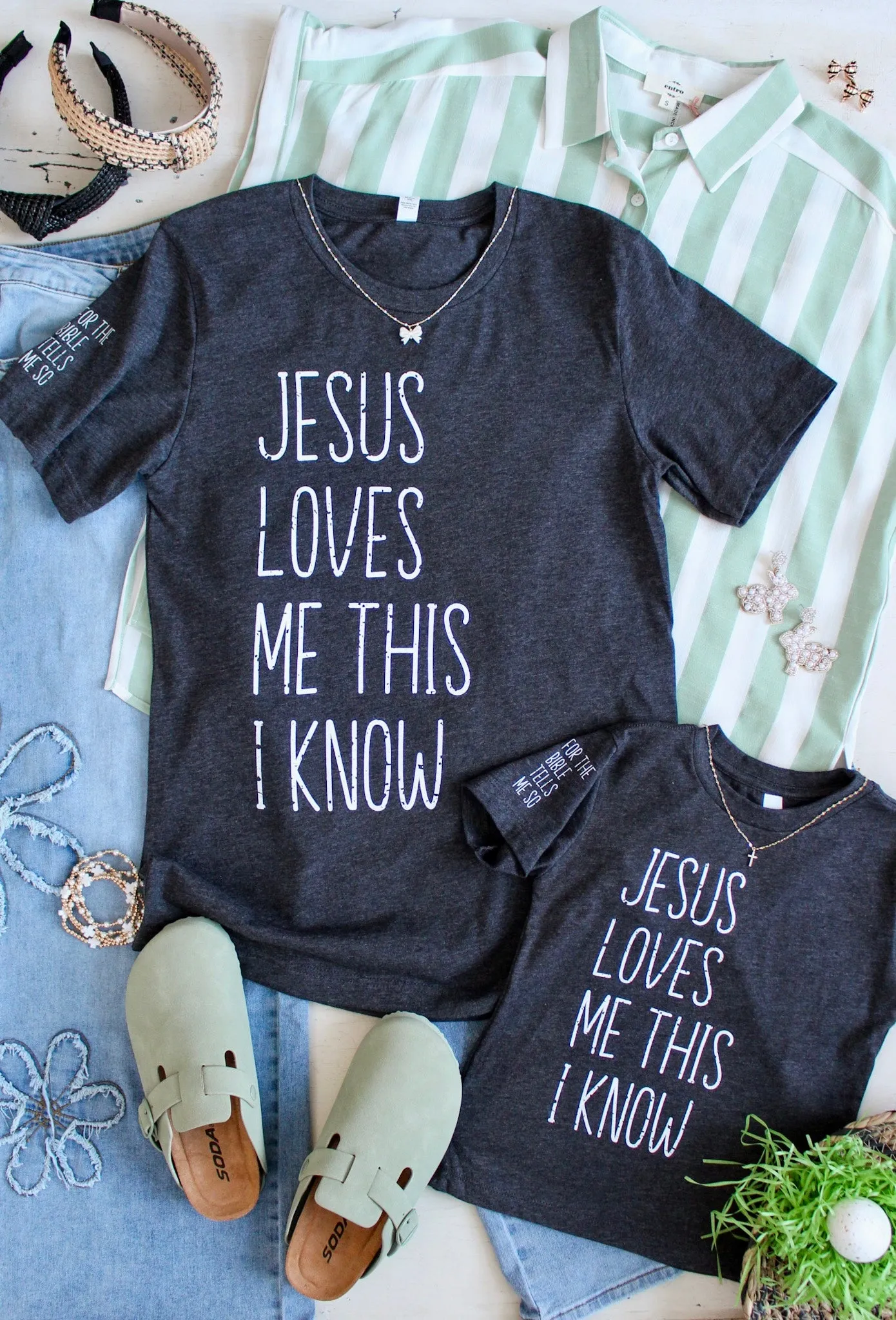 Jesus Loves Me This I Know Graphic Tee • Charcoal