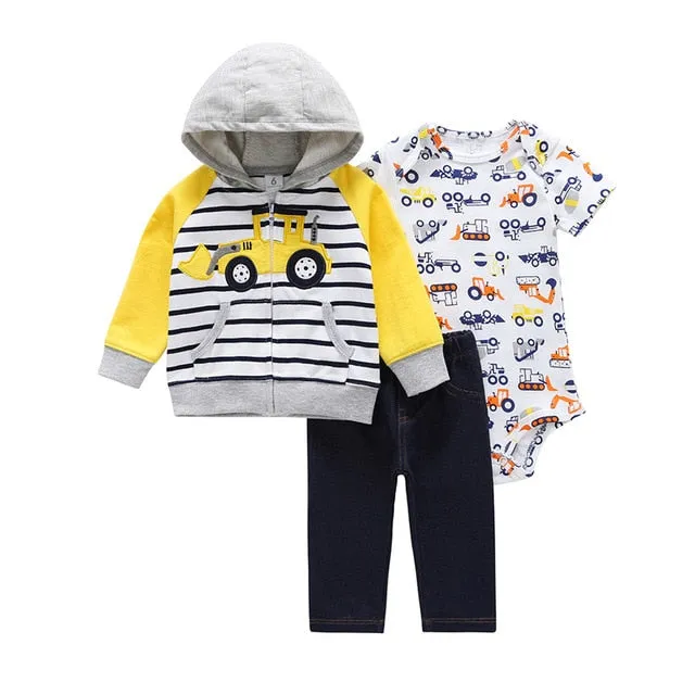 Long Sleeve Hooded Jacket Pant Rompers