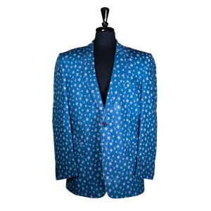 Men's Blazer Blue Paisley Formal Jacket Sport Coat (44R)