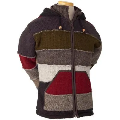 Men's Patchwork Knit Full Zip Hoodie