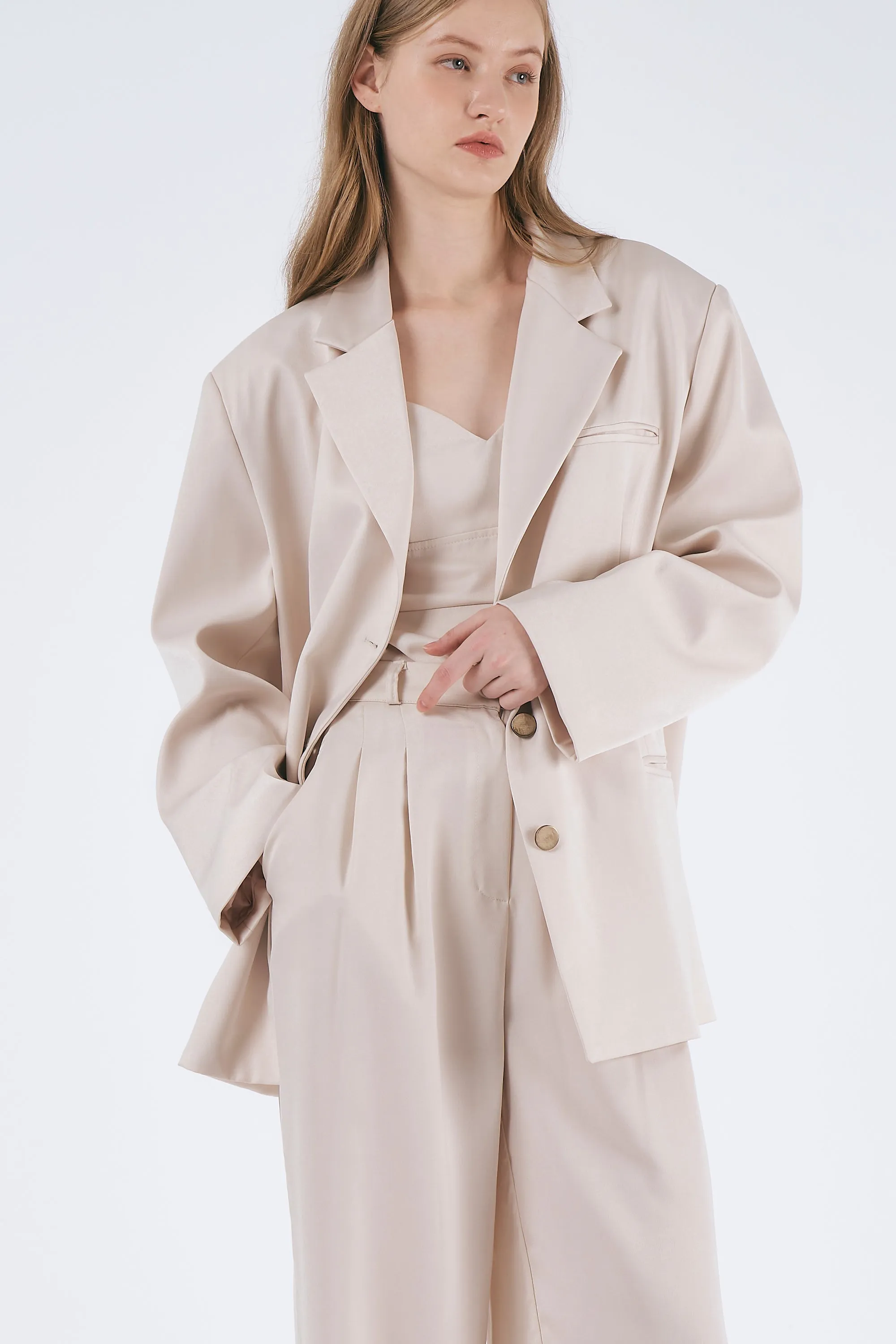 Mia Oversized Satin Blazer