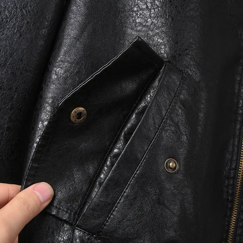 motorcycle leather jacket men plus size