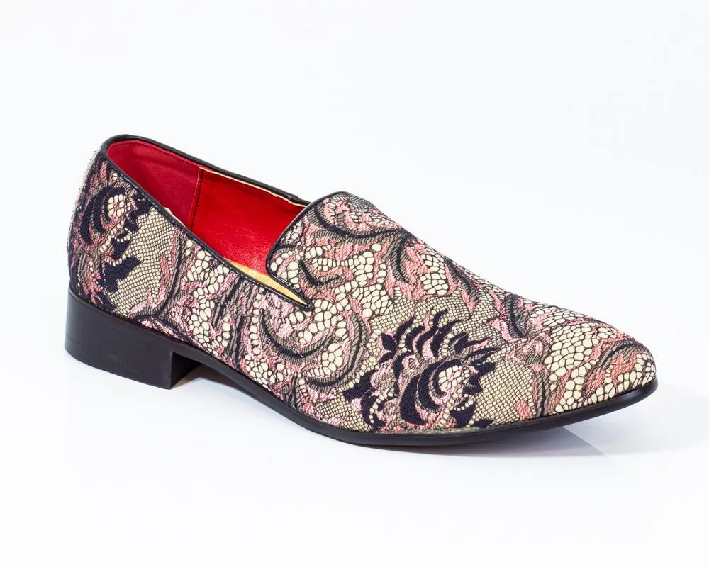 Premium Brown Multicolor Floral Textured Loafers for men designer slip on casual / dress shoes –