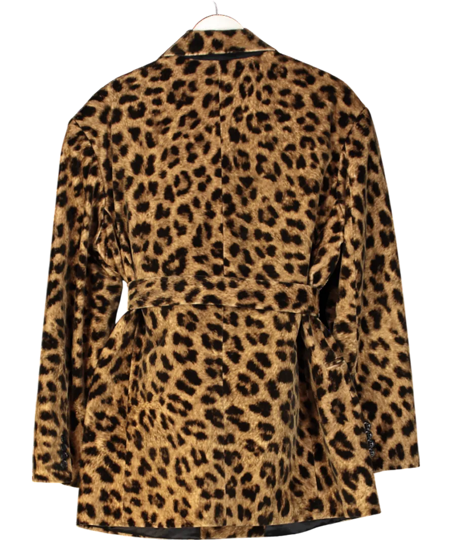 Raey Brown Exaggerated Leopard-print Cotton-velvet Blazer UK 10