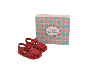 Ruby Red Woven Jelly Sandals