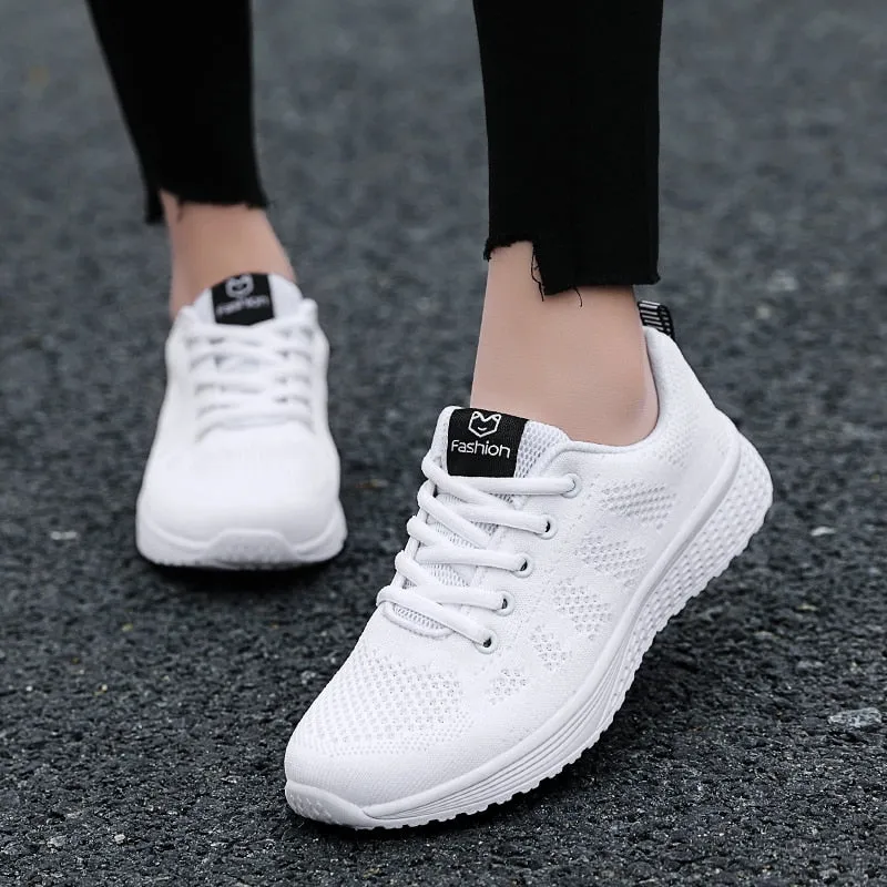 Women Casual Shoes Fashion Breathable Walking Mesh Lace Up