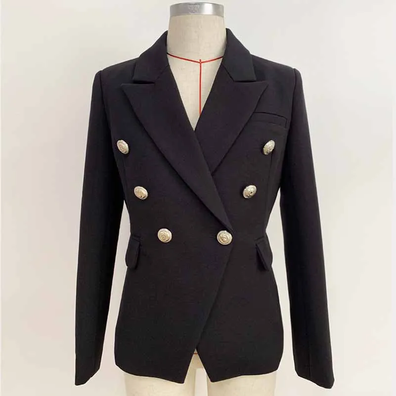 Women's Blazer Double Beasted Coat wit Buttons Trendy Jackets